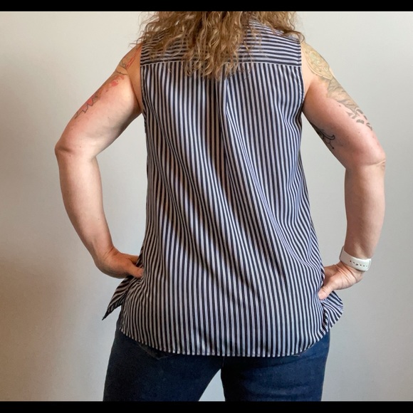 MICHAEL by Michael Kors Navy/White Blouse Size L - Picture 2 of 5